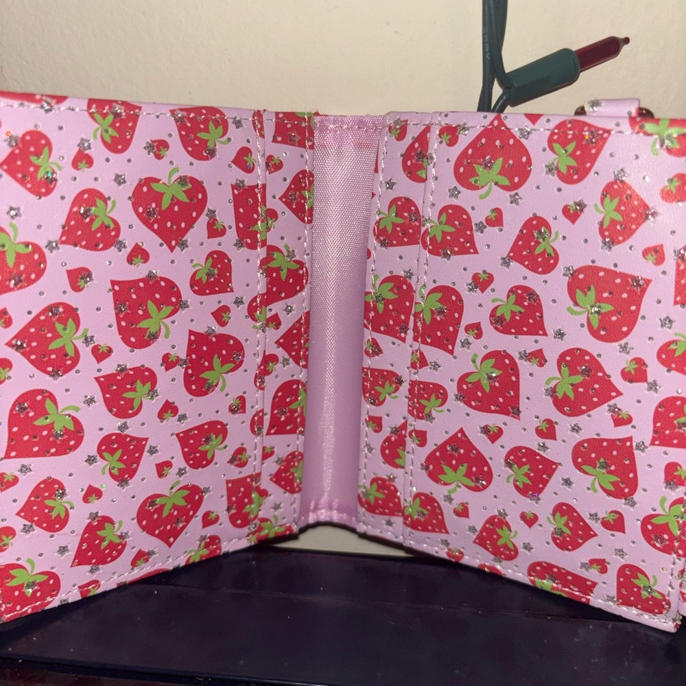 Pink Strawberry Print Snap Wallet - Picture 2 of 4